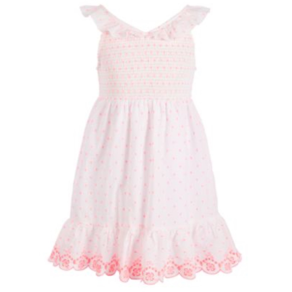 EUC! Epic Threads Hot Pink Polka Dot Cotton Smocked Dress